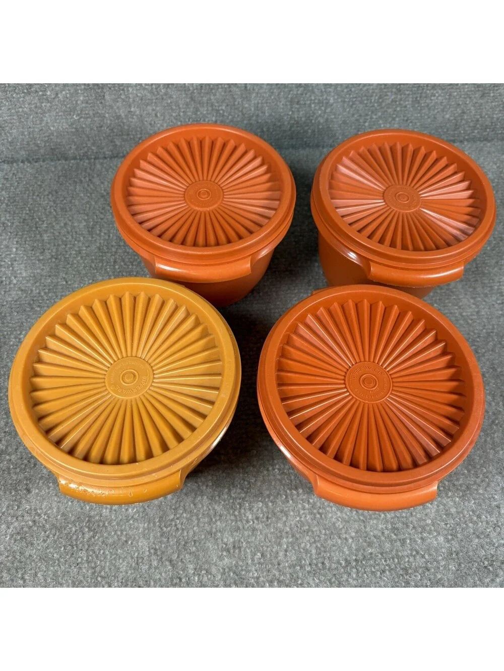 Vintage Tupperware 10 Servalier Bowls 886, 836, 838, w/Lids Orange & Yellow